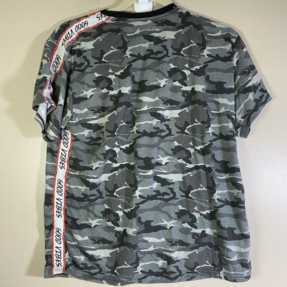 High Voltage Men’s Camo Good Vibes Crew Neck T-Shirt Size XL Cotton Blend - Picture 4 of 6